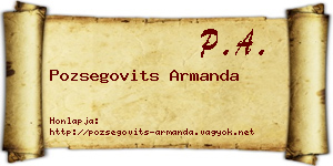 Pozsegovits Armanda névjegykártya